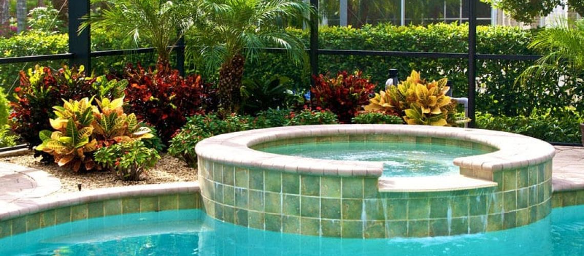 Pool Cage Landscaping Inside And Out Irrigation Landscaping R And R - Tropical Plants For Around Pool Florida